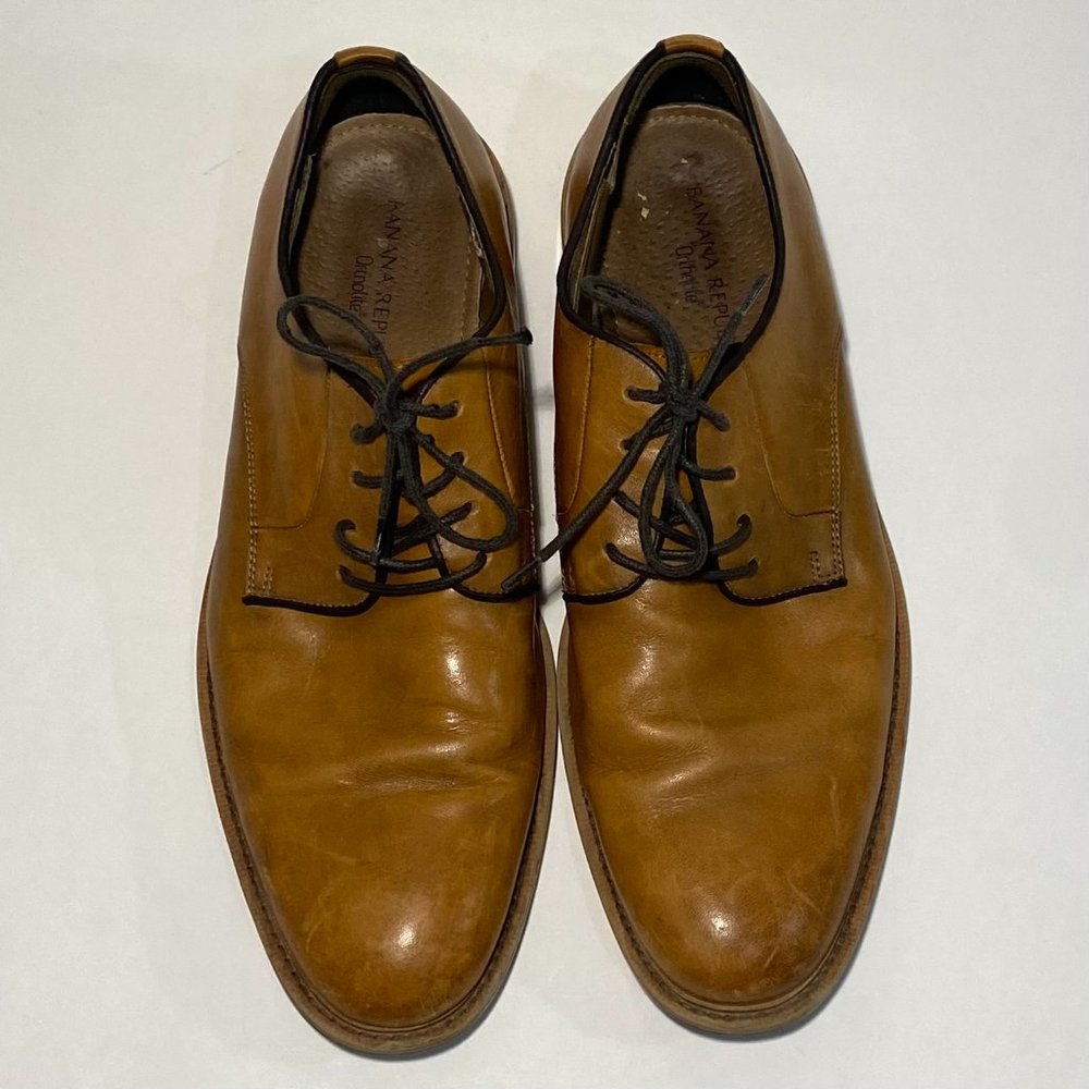 Banana Republic Italian Leather Brown Derby Lace Up Dress Shoes Men's Size 10.5
